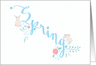 Happy Spring (Cute Hoppy Bunnies and Blooming Flowers) card