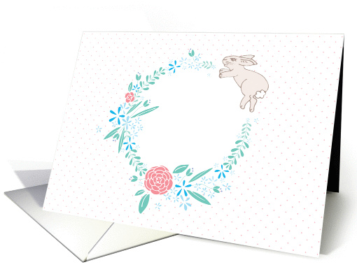 Spring Wreath Cute Bunny and Flowers card (1368918)
