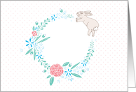 Spring Wreath Cute Bunny and Flowers card
