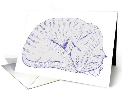 Lavender Cat Contentedly Sleeping Blank Note card (1410376)
