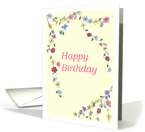 Happy Birthday with Flowers card (991031)