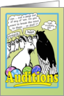 Easter Owls with Easter Bunny Owl Auditions Humorous card