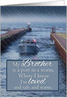 For Brother Fishing Boat Coming Into Port from Storm Father’s Day card
