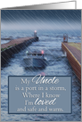 For Uncle Fishing Boat Coming Into Port from Storm Father’s Day card