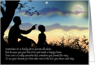 Single Dad Mr. Mom with Son Silhouette Evening Sky Father’s Day card