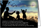 Single Dad Mr. Mom 2 Daughters Silhouette Evening Sky Father’s Day card