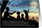 Single Dad Mr. Mom 2 Girls 1 Boy Silhouette Evening Sky Father’s Day card