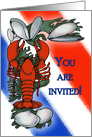 Lobster and Clambake Fourth of July Red White Blue Party Invitation card