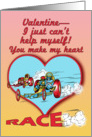 Humorous Retro Race Car Valentine card