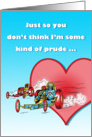 Humorous Racy Retro Race Car Valentine card