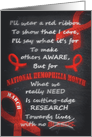 National Hemophilia Awareness Month March Red Ribbon Chalkboard card
