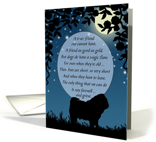 Male Pug Dog Pet Sympathy Vintage Silhouette card (1002833)