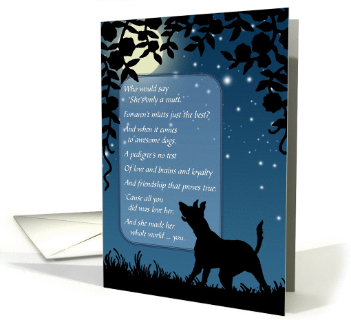 Female Mixed Breed Dog Pet Sympathy Vintage Silhouette card (1005291)