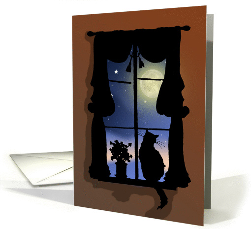 Cat in Window Pet Sympathy Vintage Silhouette card (1015377)