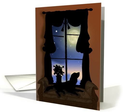 Setter in Window Dog Pet Sympathy Vintage Silhouette card (1016359)