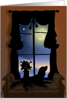 Setter in Window Dog Pet Sympathy Vintage Silhouette card