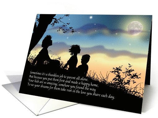 Single Mom Girl and Boy Mother's Day Vintage Silhouette card (1039819)