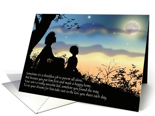 Single Mother with Son Mother's Day Vintage Silhouette card (1040933)
