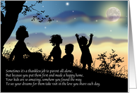 Single Mother 2 Girls 1 Boy Mother’s Day Vintage Silhouette card