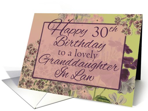 Granddaughter-In-Law 30th Mauves and Green Floral Birthday card