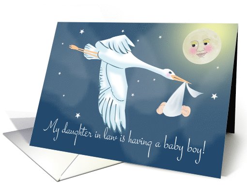 Daughter In Law Having a Boy Baby Shower 1950's Vintage Stork card