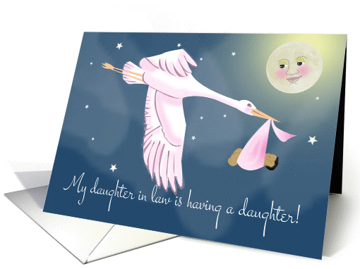 Daughter In Law Baby Shower Girl African American Vintage Stork card