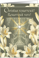 Christ is Risen Latin Easter Eucharist and Lilies Medieval Tapestry card