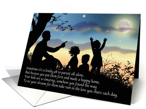 Single Dad 2 Girls 1 Boy Mr. Mom Mother's Day Appreciation card