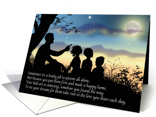 Single Dad Mr. Mom 2 Boys 1 Girl Silhouette Evening Sky... (1097822)