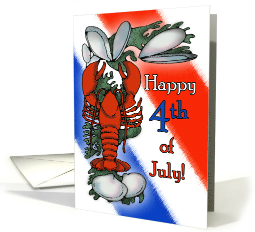 Lobster and Clams Red White and Blue Fourth 4th of July card (1109618)
