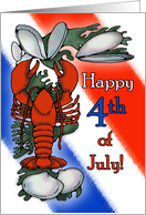 Lobster and Clams Red White and Blue Fourth 4th of July card