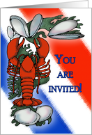 Lobster and Clambake Fourth of July Red White Blue Party Invitation card