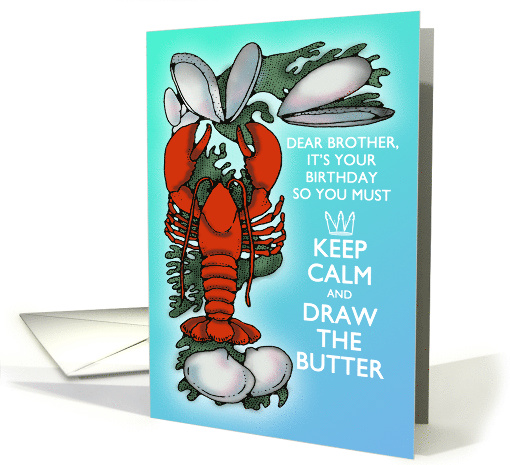 Lobster and Clams Keep Calm Sea Blue and Red Brother Birthday card