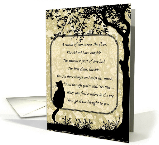 Female Kitty Cat Pet Sympathy Vintage Silhouette card (990223)