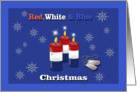 Red, White & Blue Military Christmas - Candles , Dog Tags & Snowflakes card