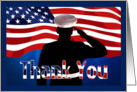 Marine Thank You - Marine Silhouette Saluting, American Flag card