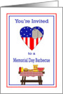 Memorial Day Barbecue Invitation - Patriotic Heart, Dog Tags, Food card