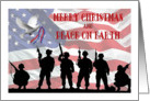 Patriotic Military Christmas - Silhouetted Soldiers & American Flag, card