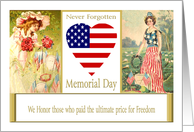 Memorial Day, Never Forgotten - Vintage Cards Graveside Remembrance card