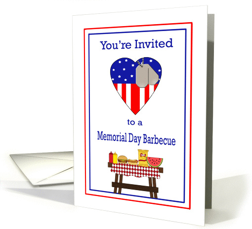 Memorial Day Barbecue Invitation - Patriotic Heart, Dog... (1384696)