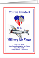 Custom Military Air Show Invitation - Patriotic Heart, Airplane card