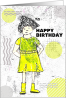 Happy Birthday Child Dressed with Yellow Boots card