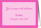 Perfectly pink 5 year cancer survivor party invitation. card