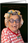 Christmas Humor for Wife with a big Christmas Smile and Curlers. card