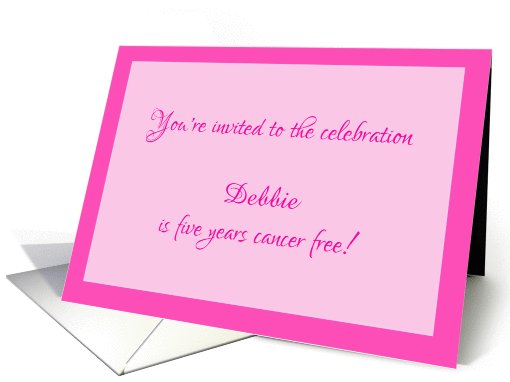 Perfectly pink 5 year cancer survivor party invitation. card (1012127)