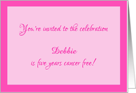 Perfectly pink 5 year cancer survivor party invitation. card
