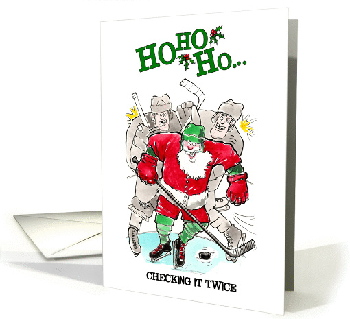 Hockey Checking It Twice Christmas card (992989)