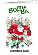 Hockey Checking It Twice Christmas card