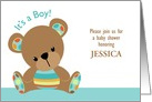 Cute Blue Teddy Bear Baby Shower Invitation card
