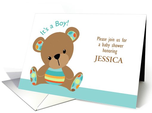 Cute Blue Teddy Bear Baby Shower Invitation card (1067565)